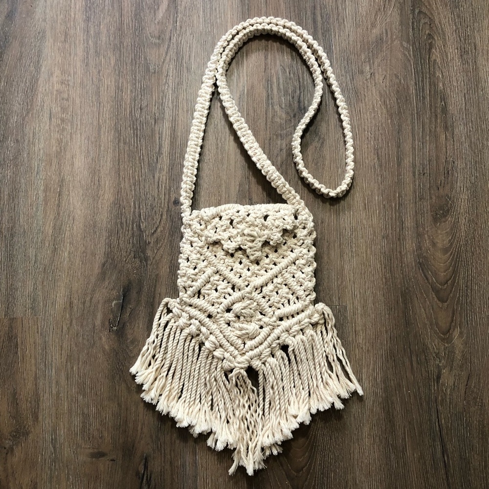 Vintage Crocheted/Fringe Mini Shoulder Bag